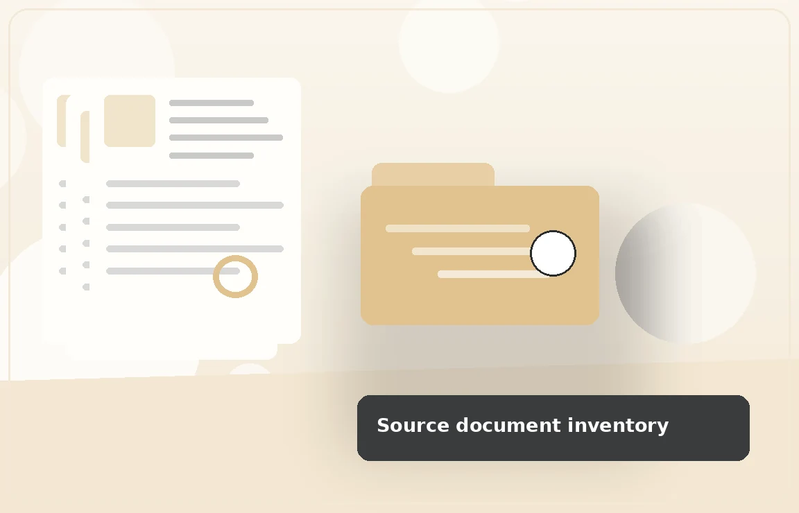 Original editorial scene of source document inventory, part 1