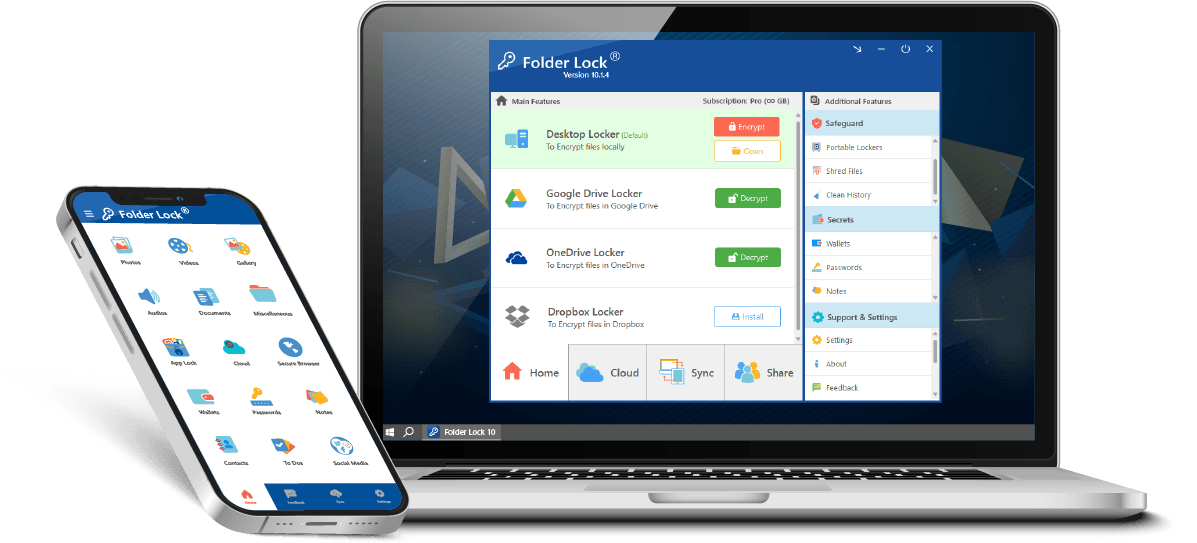 Official Folder Lock desktop and mobile product composition