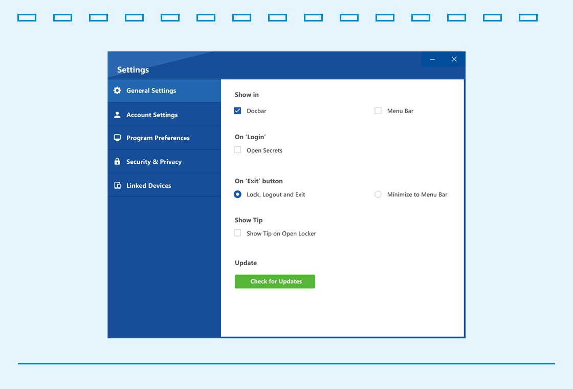 Folder Lock settings interface